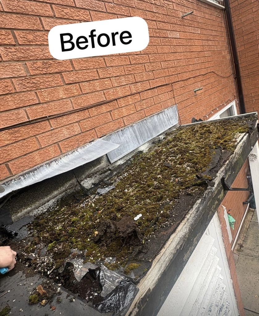Flat roof repairs and recover with EPDM — Before
