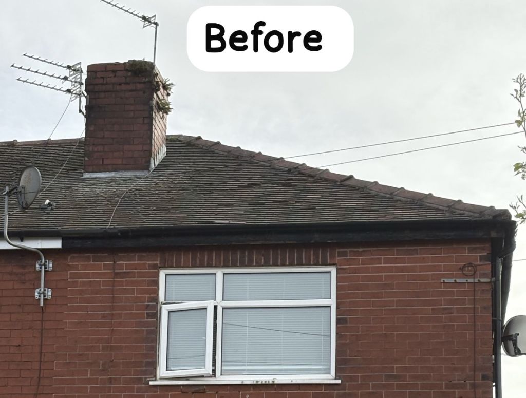 Red concrete tile roof upgrades on semi-detached — Before