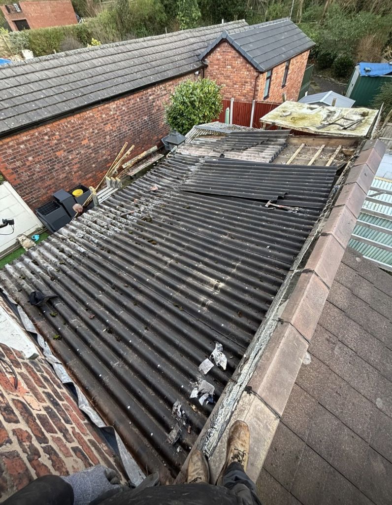 Flat roof replacement on semi-detached extension — Before