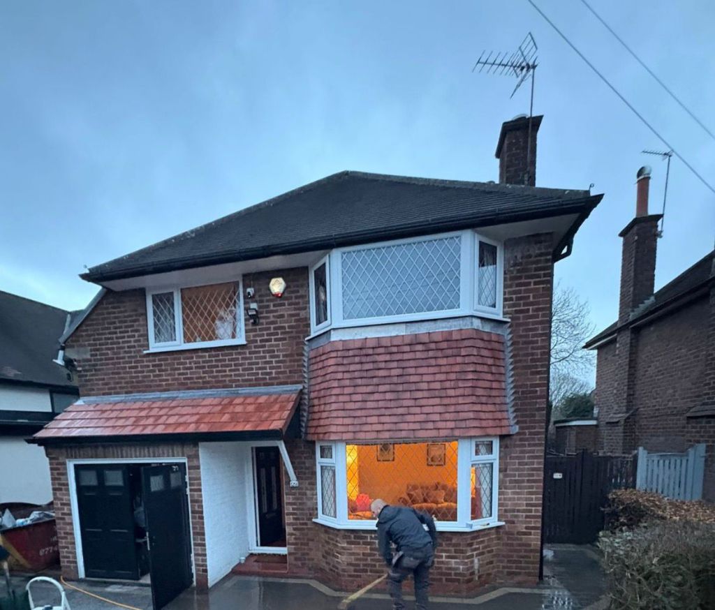 Red tile roof replacement and bay window tiling — After
