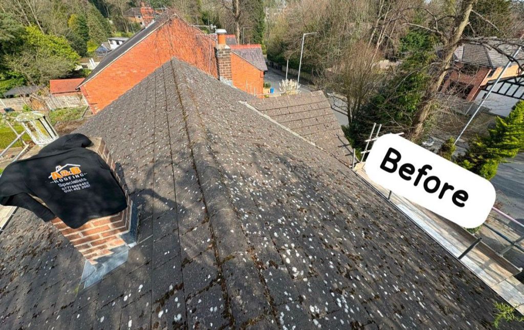 Bungalow roof replacement with hipped and gabled sections — Before
