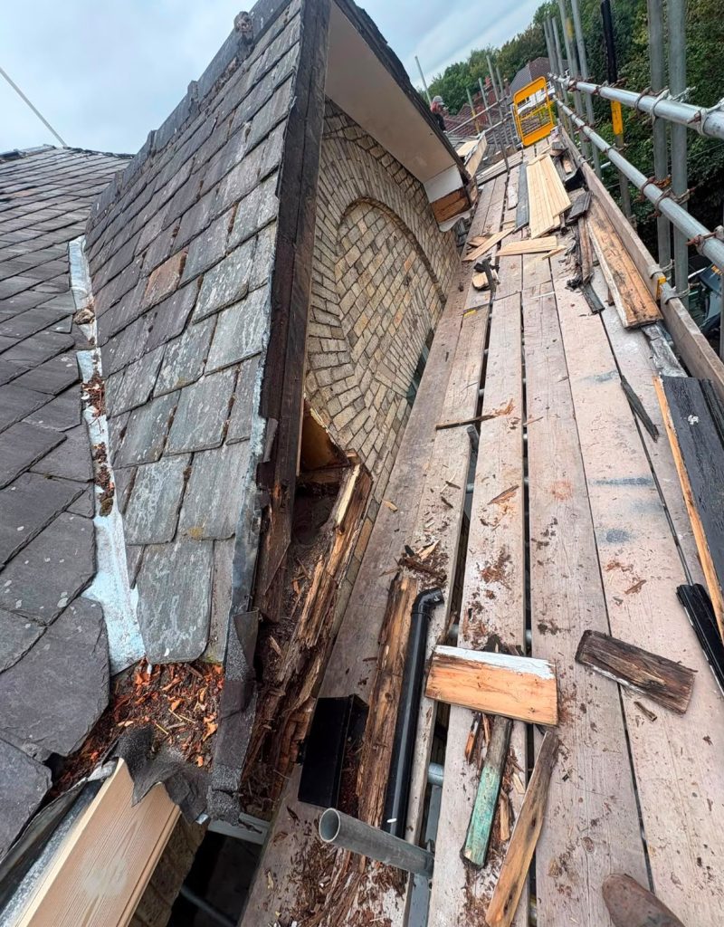 Apartment block roofline restoration — Before