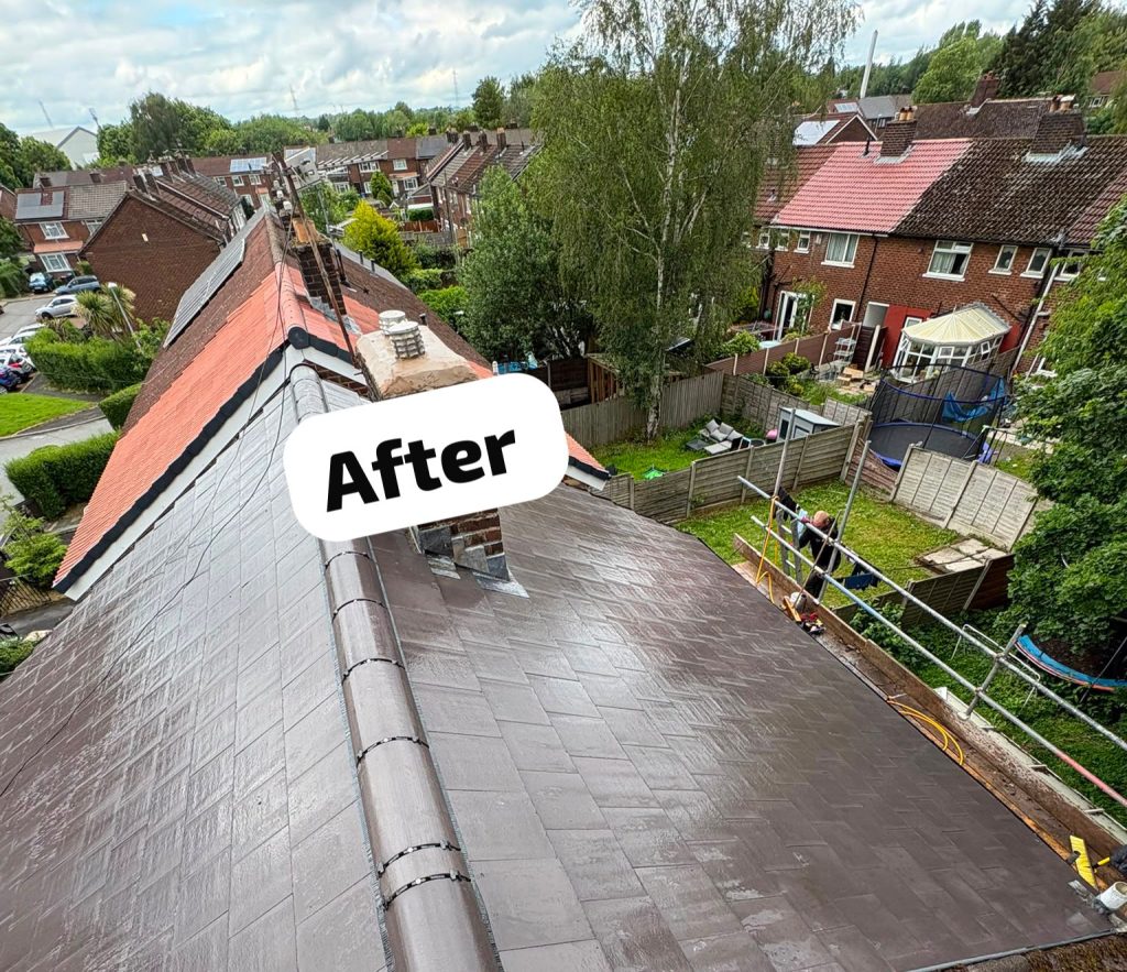 Mossy tile roof cleaned and restored — After