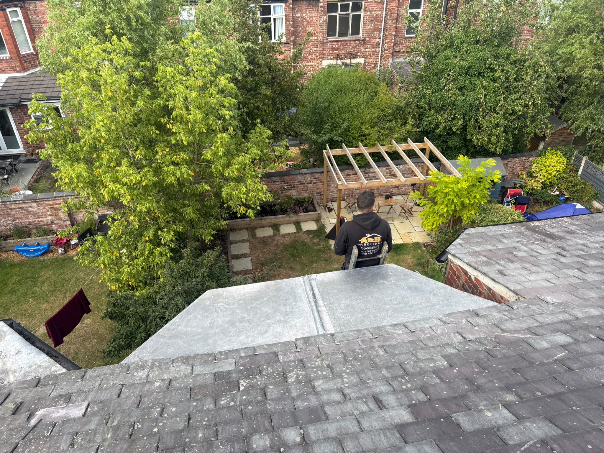 Completed lead covering on a bay roof
