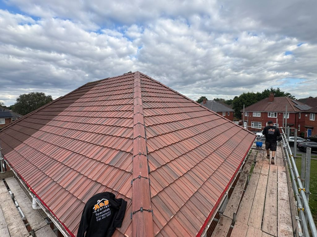 Red tile roof replacement on semi — After