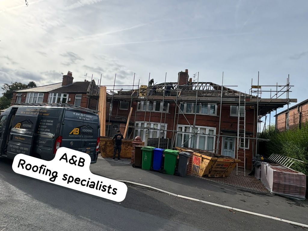 Red tiled roof installation on semi-detached home — Before