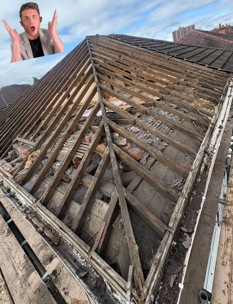 Full re-roof with Old English red tiles — Stripped roof